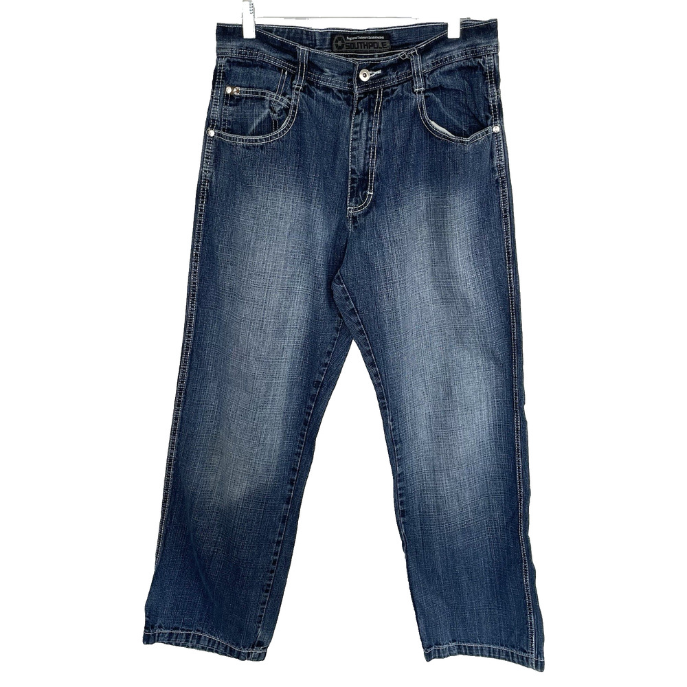 Southpole 4180 Jeans Men’s 34x30 Medium Wash Baggie Relaxed Y2K Skater Hip Hop